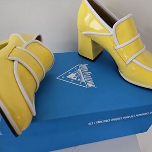 John Fluevog Yellow Patent Leather Heels